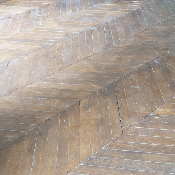 Lot of 22 m² of antique Point de Hongrie oak parquet flooring-0