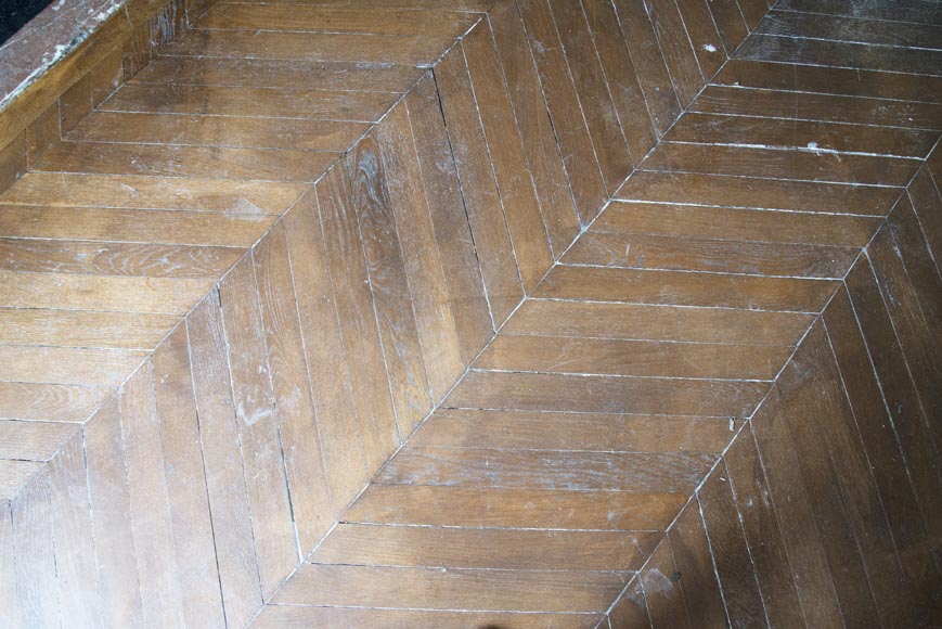 Lot of 22 m² of antique Point de Hongrie oak parquet flooring-3