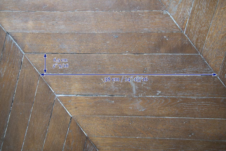 Lot of 22 m² of antique Point de Hongrie oak parquet flooring-4