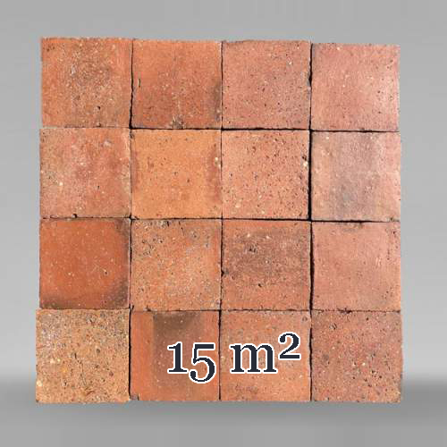 Set of 15 m² of terracotta floor tiles in square shape