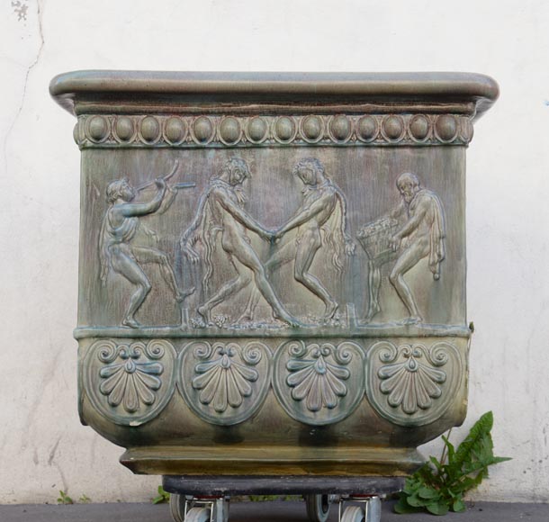 Emile MÜLLER & Cie Grande tuilerie d’Ivry, enameled stoneware planter « Bac Campana », circa 1899-3