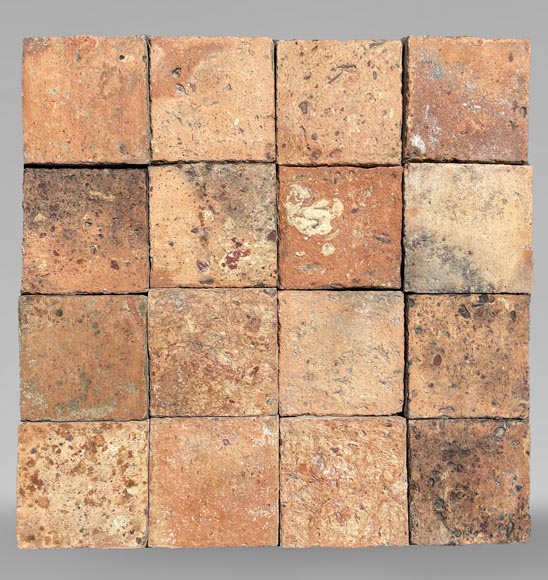 Set of 5,5 m² of terracotta floor tiles in square shape-0