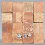 Set of around 25 m² of terracotta floor tiles in square shape