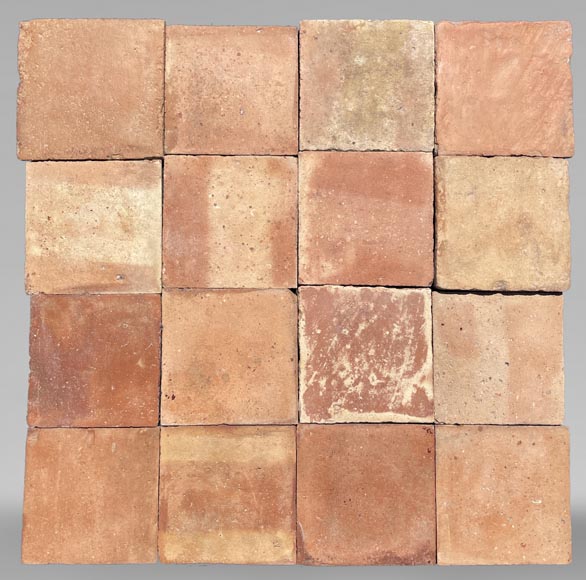 Set of around 25 m² of terracotta floor tiles in square shape-0