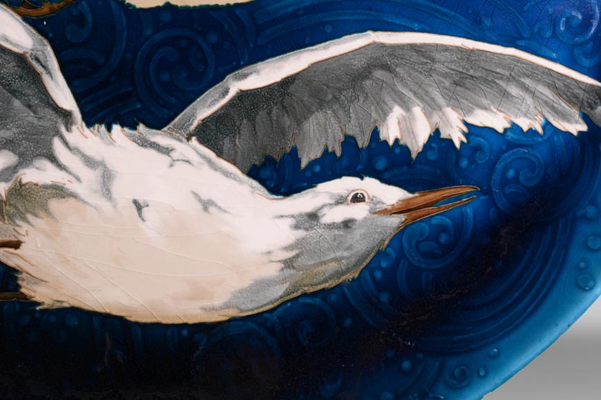 Émile DIFFLOTH for the Boch Frères factory, pair of dishes decorated