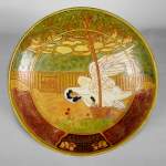 VILMOS ZSOLNAY (attributed to), Earthenware plate with a swan decoration, late 19th century