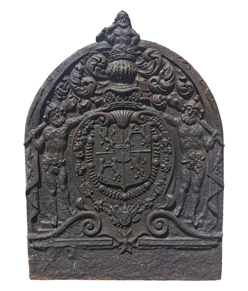 Beautiful antique fireback with Albert de Luynes's coat of arms, 17th century-0