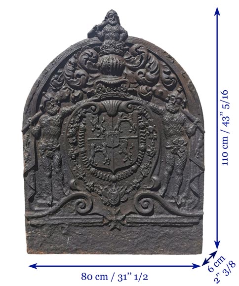 Beautiful antique fireback with Albert de Luynes's coat of arms, 17th century-14