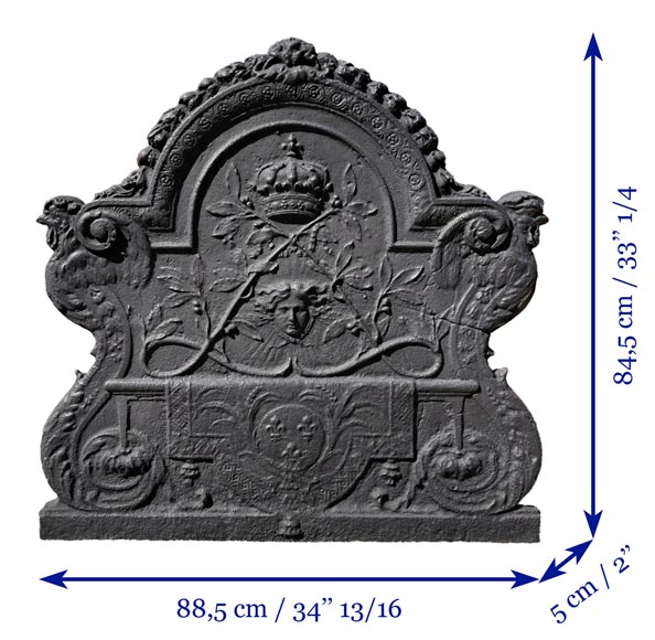 Rare fireback with Louis XIV monogramm and French arms, circa 1700-10