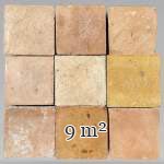 Batch of around 9 m² of terracotta floor tiles in square shape