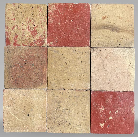 Set of around 15 m² of terracotta floor tiles in square shape, 19th century-0
