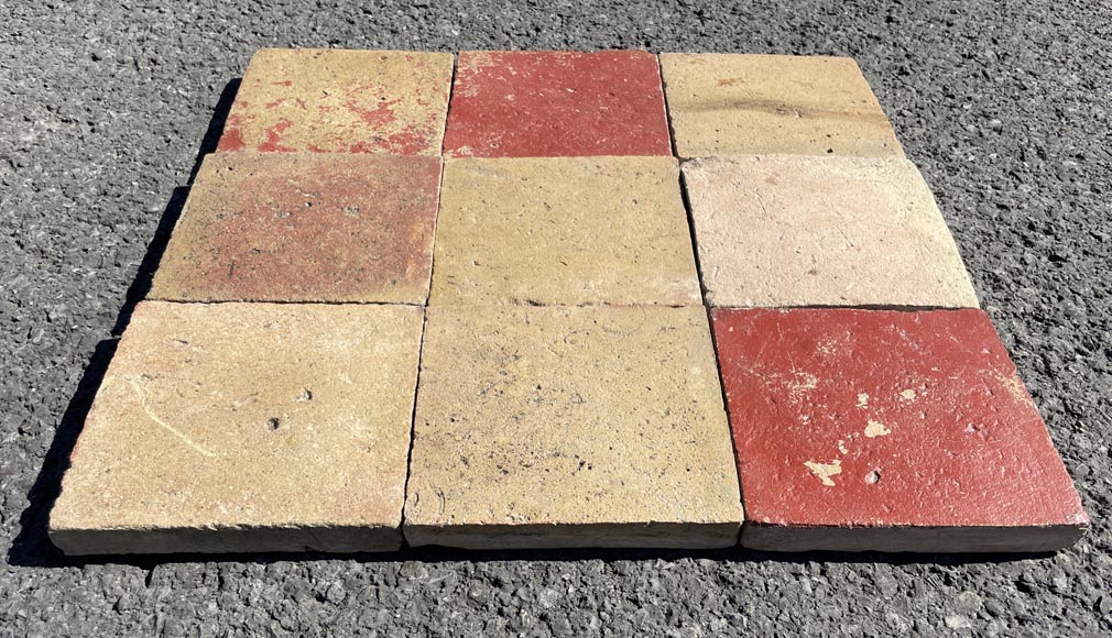 Set of around 15 m² of terracotta floor tiles in square shape, 19th century-1