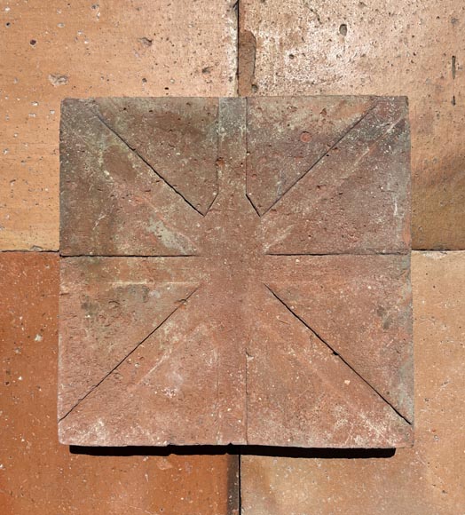 Batch of around 4,5 m² of terracotta floor tiles in square shape-2