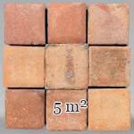 Batch of around 5 m² of terracotta floor tiles in square shape