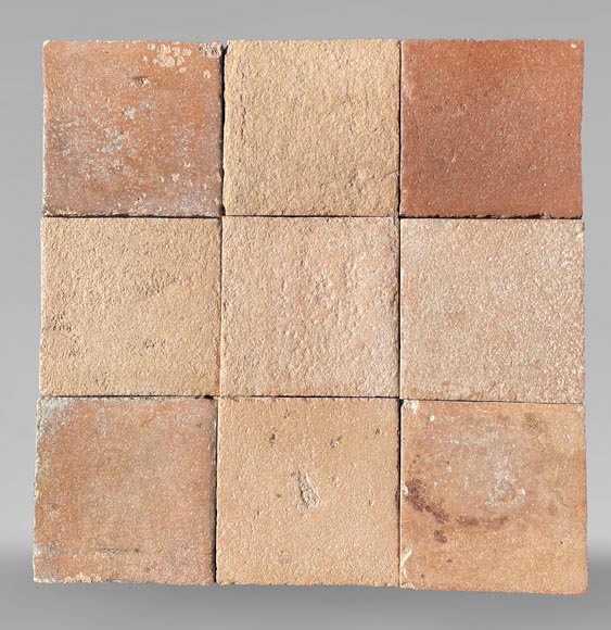 Set of 19 m² of terracotta floor tiles in square shape from tilefactories in the Indre et Loire region-0