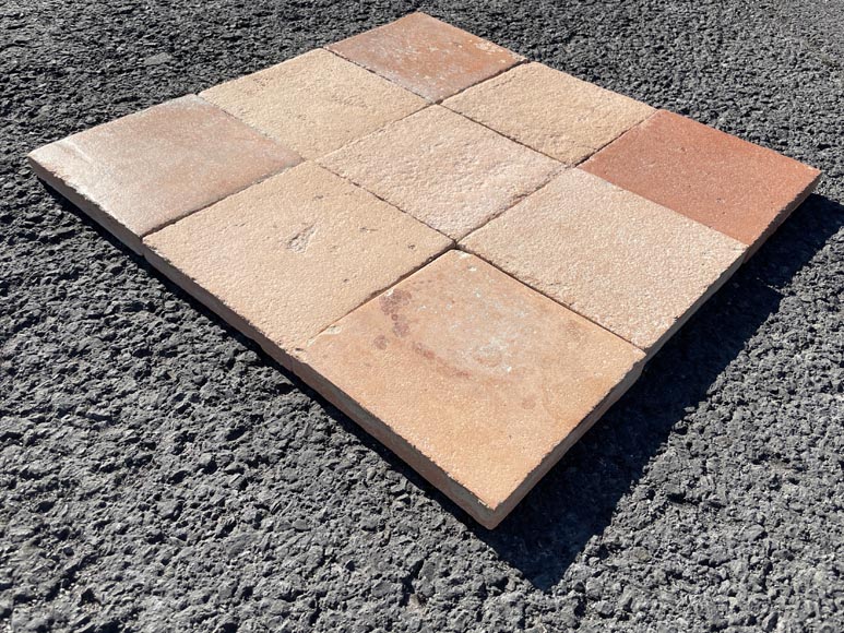 Set of 19 m² of terracotta floor tiles in square shape from tilefactories in the Indre et Loire region-2