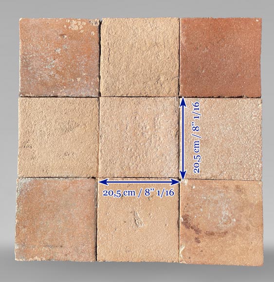 Set of 19 m² of terracotta floor tiles in square shape from tilefactories in the Indre et Loire region-7