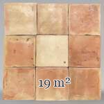 Set of around 19 m² of terracotta floor tiles in square shape