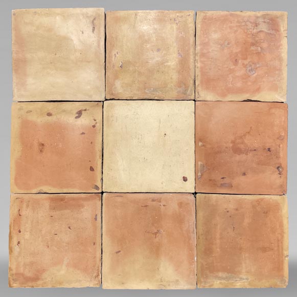Set of around 19 m² of terracotta floor tiles in square shape-0