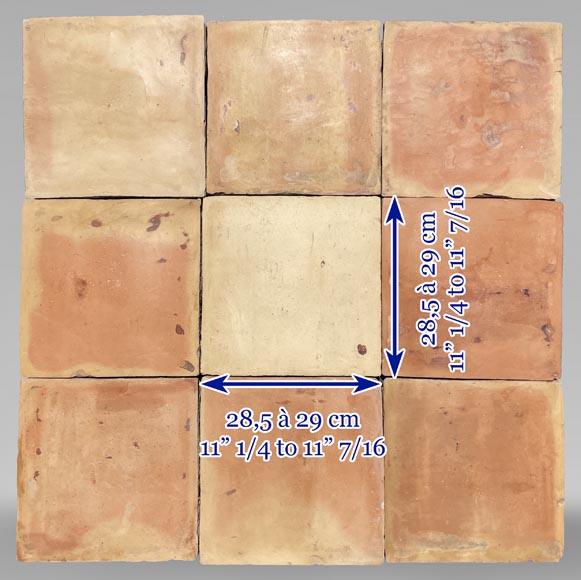 Set of around 19 m² of terracotta floor tiles in square shape-5