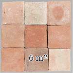 Batch of around 6m² of terracotta floor tiles in square shape