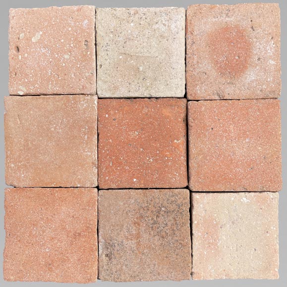 Batch of around 6m² of terracotta floor tiles in square shape-0