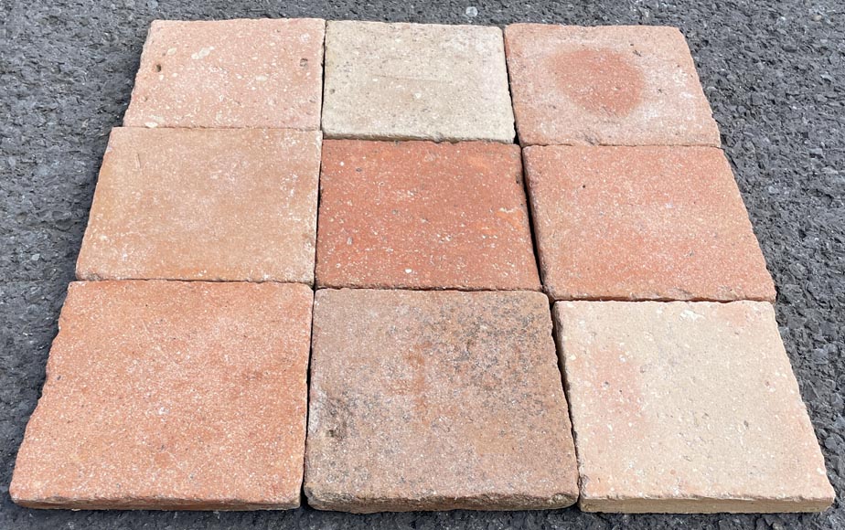 Batch of around 6m² of terracotta floor tiles in square shape-1