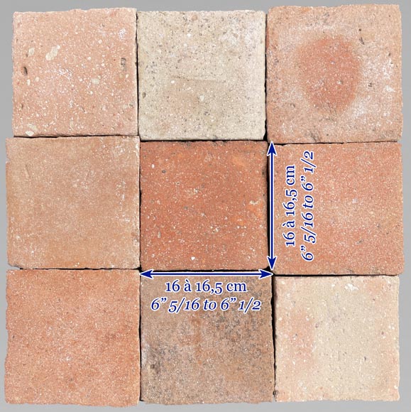 Batch of around 6m² of terracotta floor tiles in square shape-6