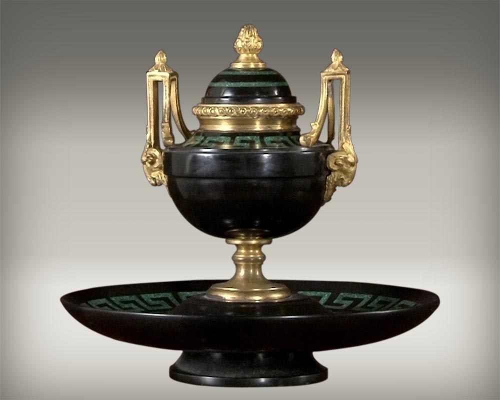 TAHAN: Malachite and Marble Inkwell-0