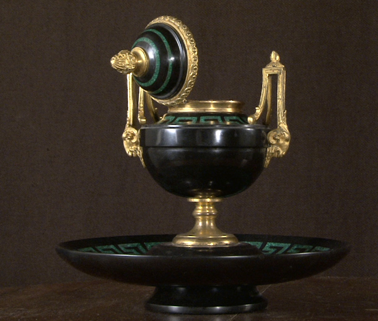 TAHAN: Malachite and Marble Inkwell-12