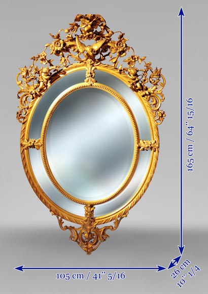Pareclose mirror in gilt stucco and wood Napoleon III-7