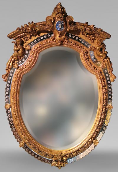 Pareclose mirror in gilt stucco and wood Napoleon III-0
