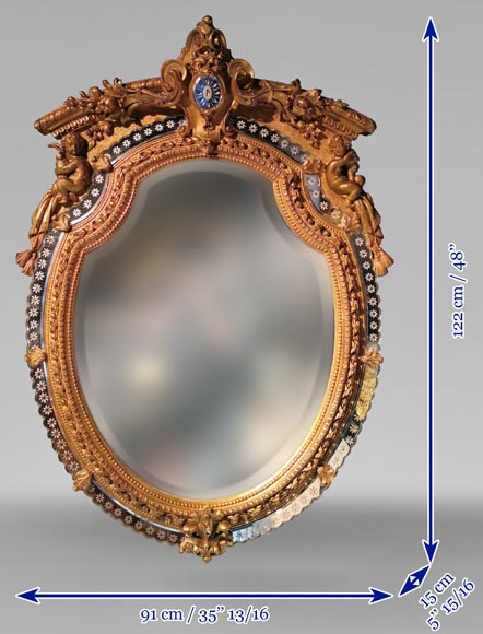 Pareclose mirror in gilt stucco and wood Napoleon III-7