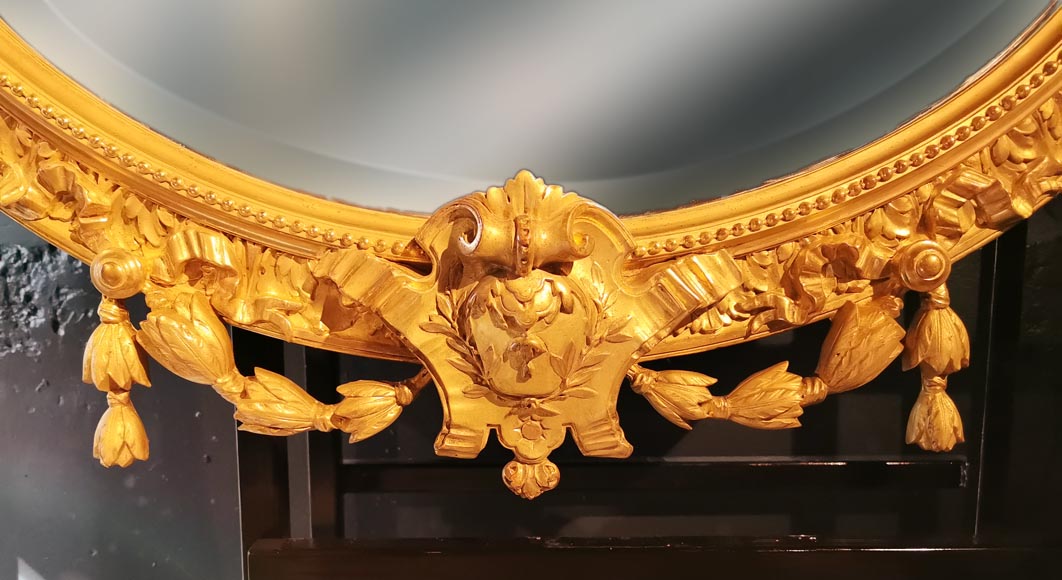 Mirror with an abundant Louis XVI decoration with garlands and branches-4