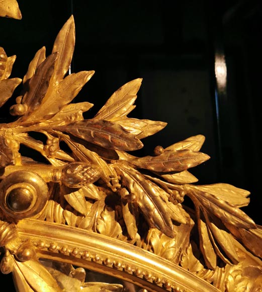 Mirror with an abundant Louis XVI decoration with garlands and branches-6
