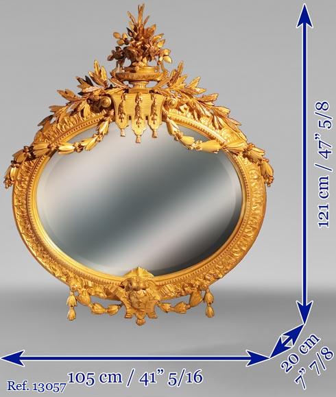 Mirror with an abundant Louis XVI decoration with garlands and branches-7