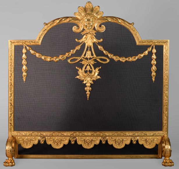 Napoleon III style gilt bronze firescreen-0