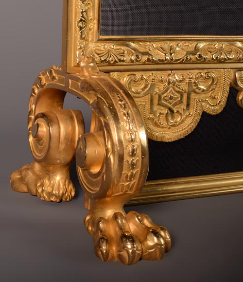 Napoleon III style gilt bronze firescreen-5