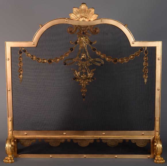 Napoleon III style gilt bronze firescreen-9