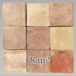 Set of around 8 m² of terracotta floor tiles in square shape