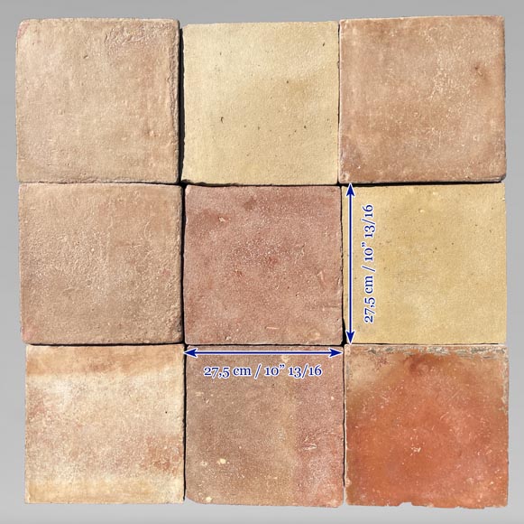 Set of around 8 m² of terracotta floor tiles in square shape-7