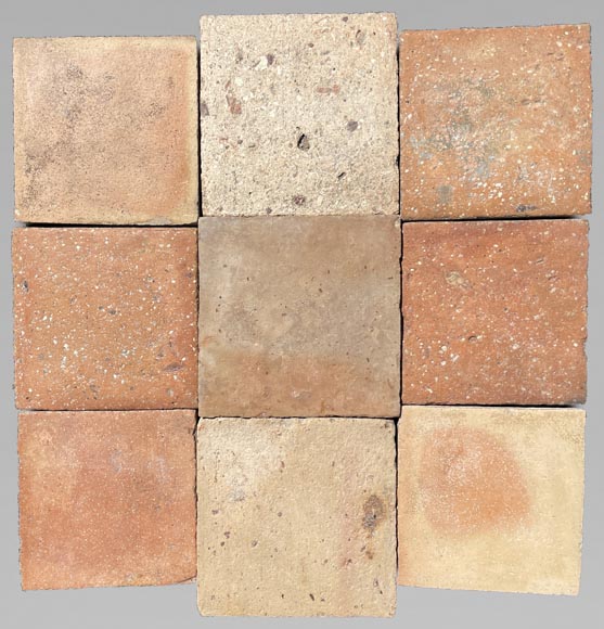 Batch of around 6,5 m² of terracotta floor tiles in square shape-0