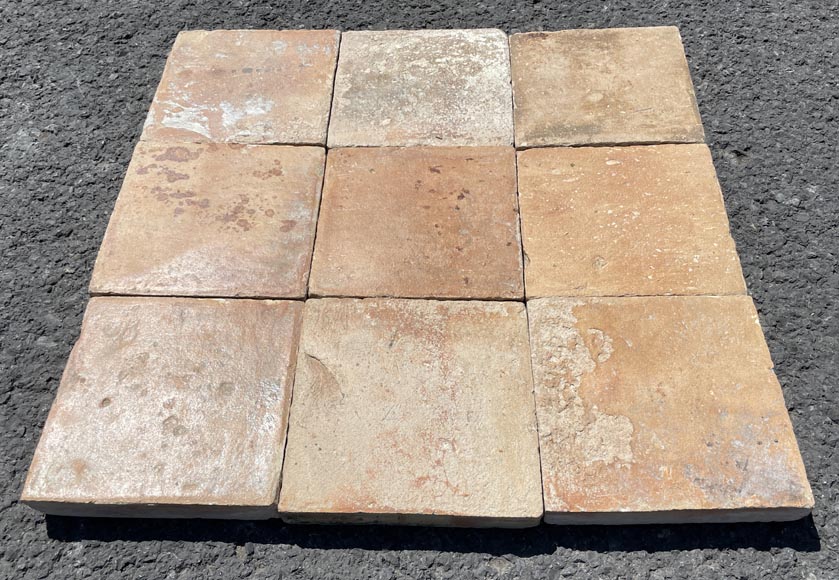 Batch of around 10 m² of terracotta floor tiles in square shape-1