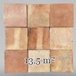 Set of around 13,5 m² of terracotta floor tiles in square shape