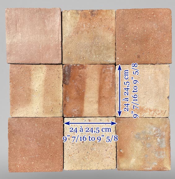 Set of around 13,5 m² of terracotta floor tiles in square shape-6