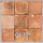  Batch of around 4,5 m² of terracotta floor tiles in square shape