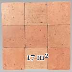 Batch of around 17 m² of terracotta floor tiles in square shape