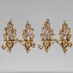 Manufacture Samson for L'Escalier de Cristal, Series of four Louis XVI style wall lights with parrots, after 1885