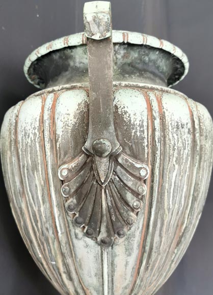 Pair of bronze garden vases, Empire style-5