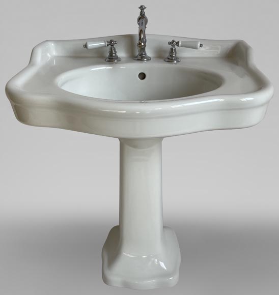 Earthenware washbasin on foot, late 20th century-0